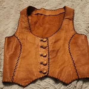 Brown Leather Women's Vest
